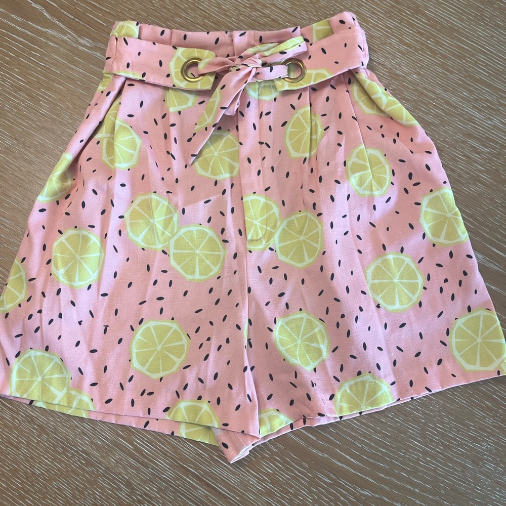Anthropologie Hutch Pink Lemon Print Shorts